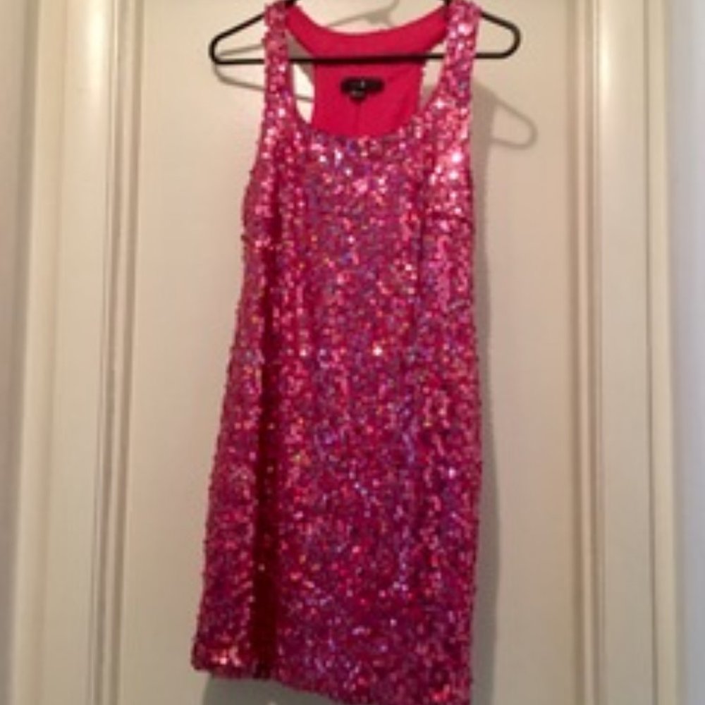 Hot Pink Sequined Mini Dress by XXI